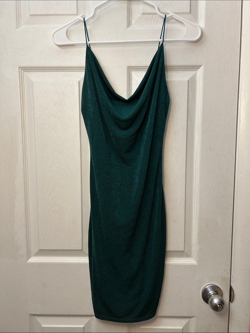 Emerald Green Cowl Neck Midi Slip Dress